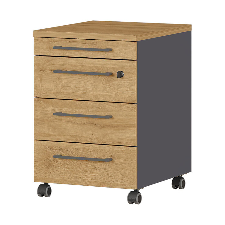 Rollcontainer ISORNO 42 x 61 cm Graphitgrau/ Eiche