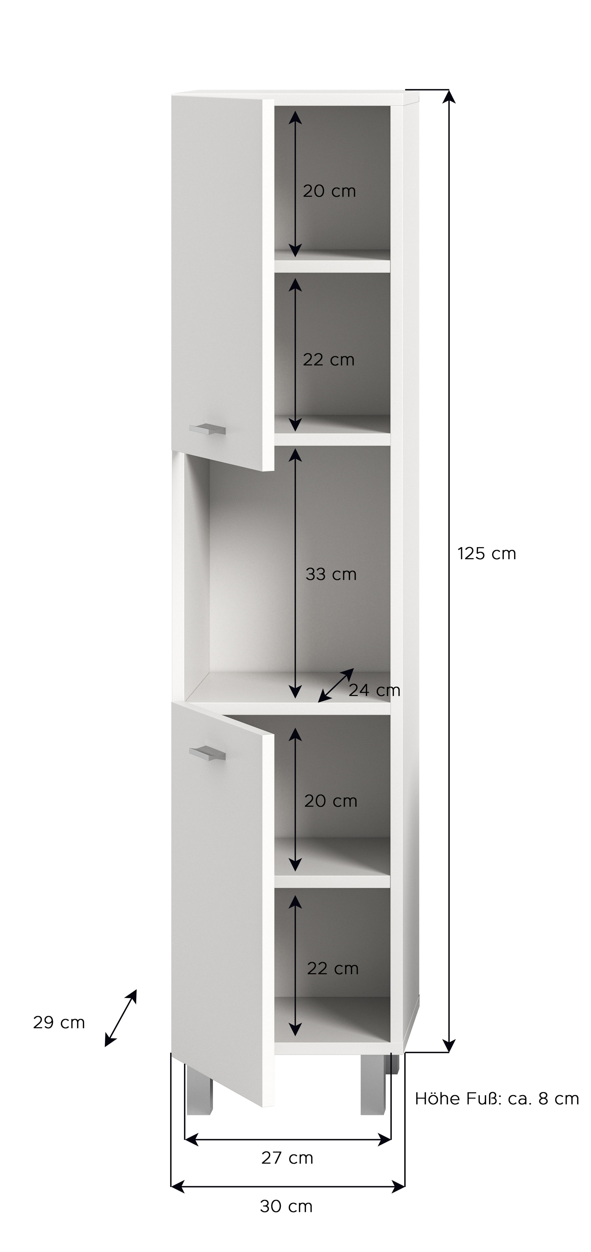 Bad-Midischrank BOSTON weiß 125cm