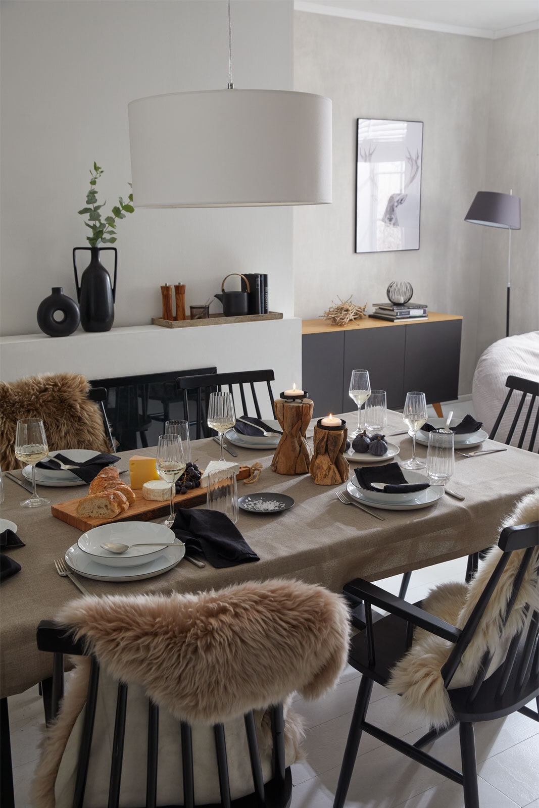 Kave Home Küchenstuhl mit Armlehnen TRESSIA 2er Set schwarz