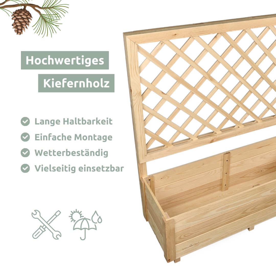 holz4home Pflanzkasten SPALIER 128 x 34 cm Kiefernholz