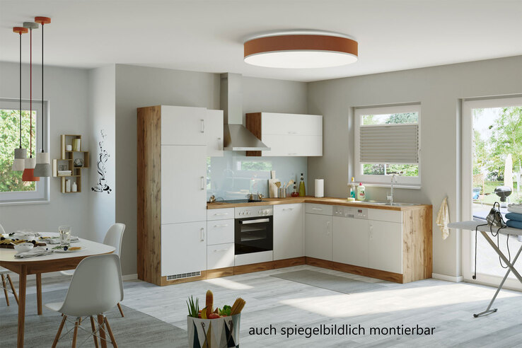 Winkelzeile ODENSE 210 x 270 cm Wotan-Eiche Dekor/ Weiß