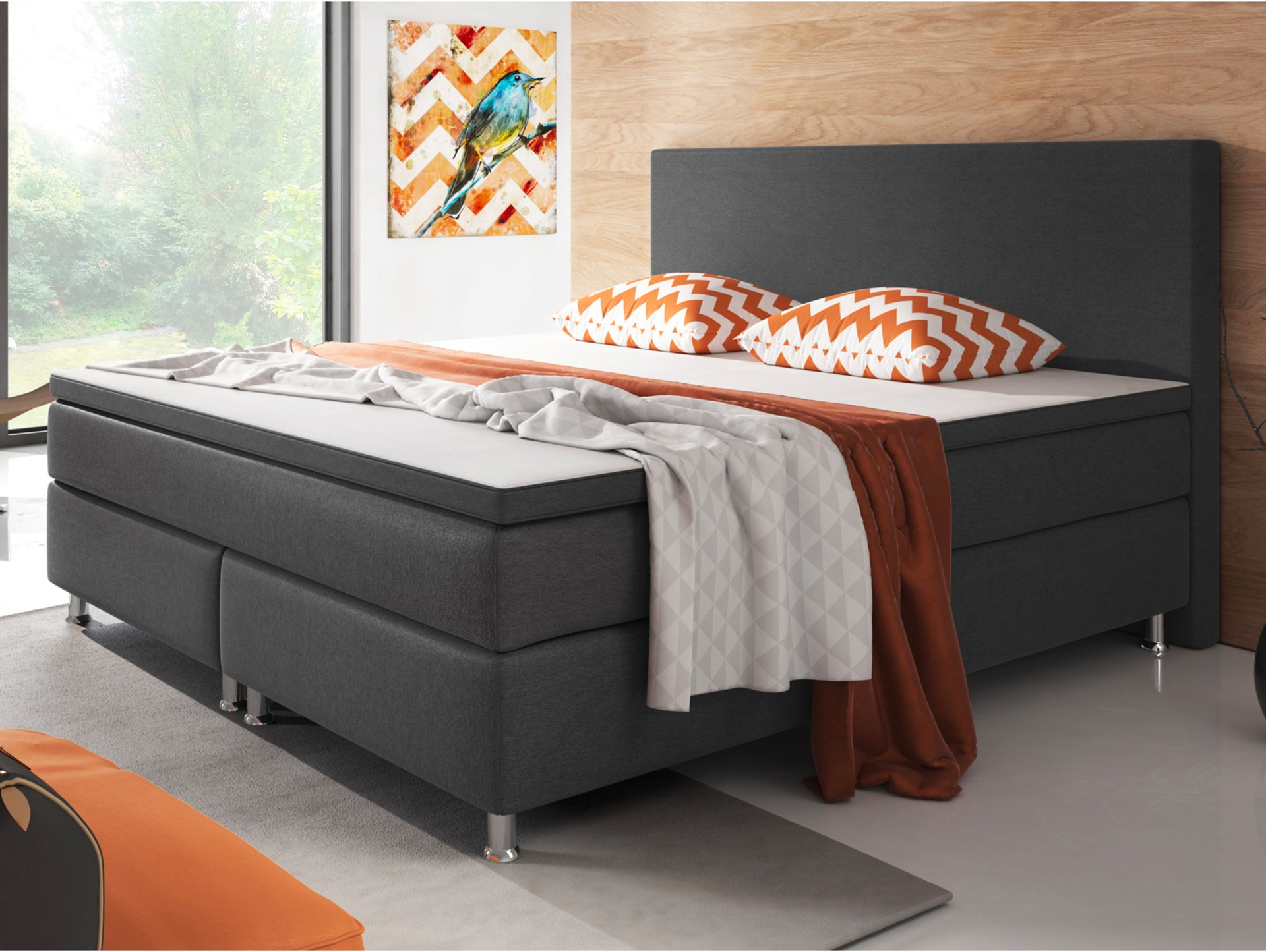 Boxspringbett BERLIN 180 x 200 cm anthrazit