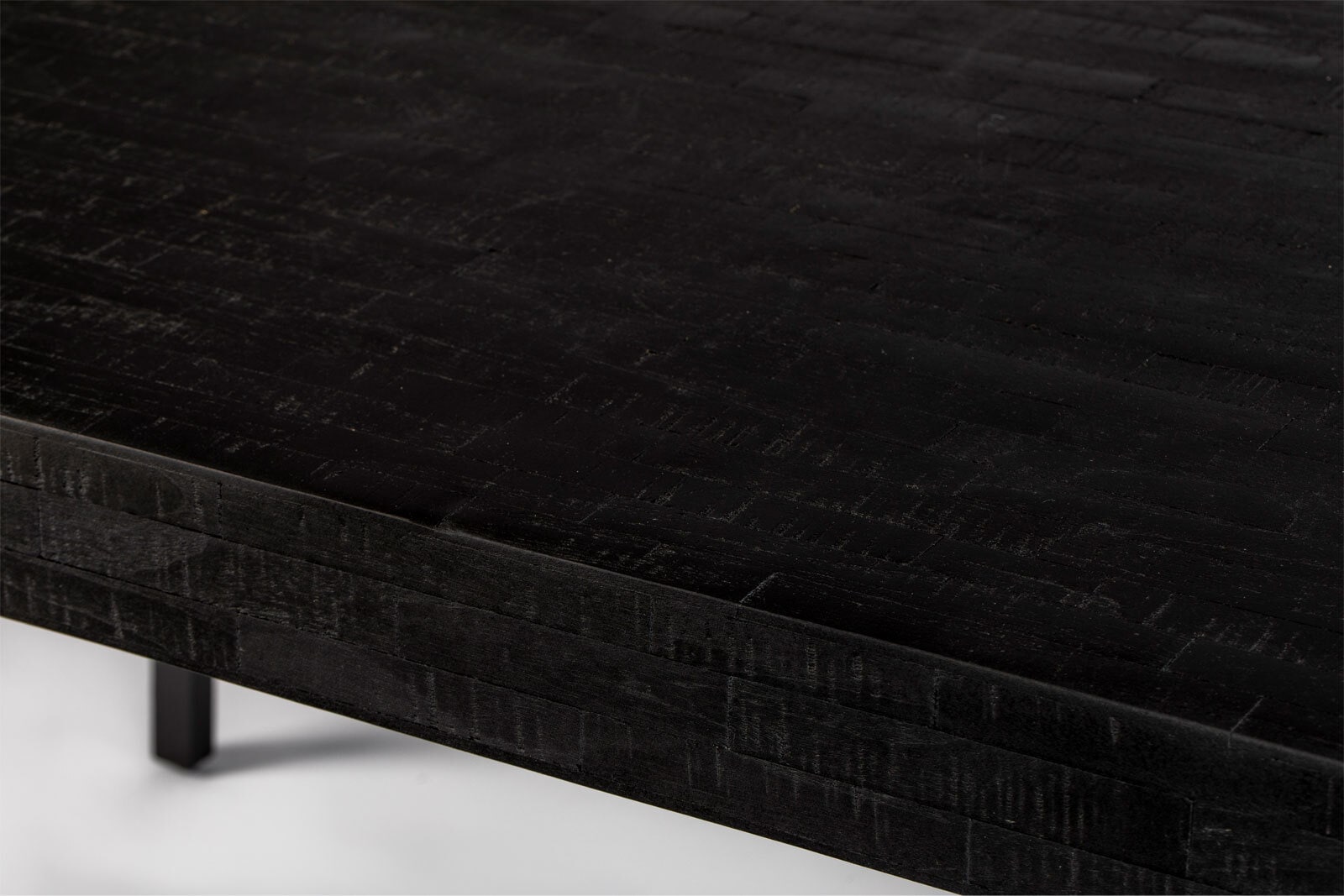 Esstisch SURI 100 x 220 cm Teakholz massiv schwarz