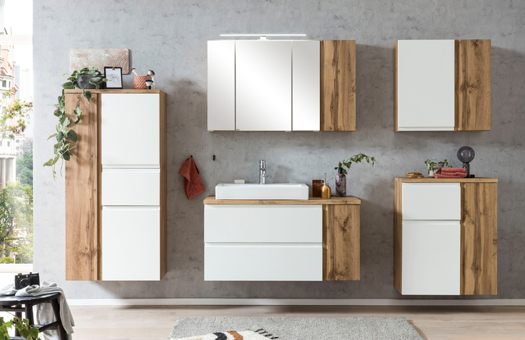 Badkombination GENT weiß/braun 105cm