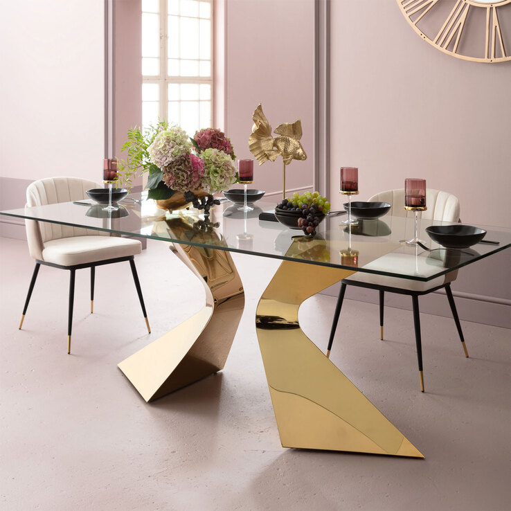 KARE DESIGN Esstisch GLORIA 100 x 200 cm goldfarbig