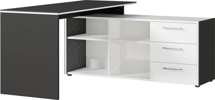Winkelschreibtisch PASADENA 147 x 145 cm Anthrazit/ Weiß