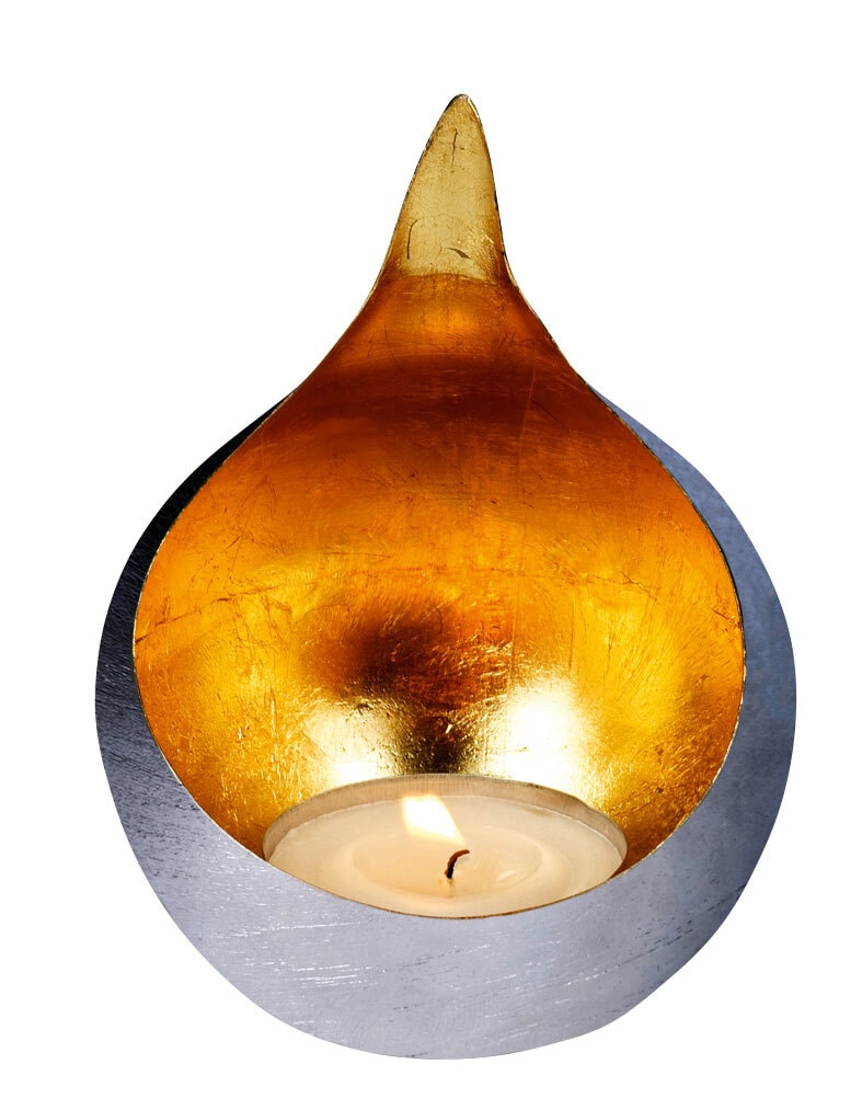 LAMBERT Windlicht CALDERA 15 cm nickelfarbig /goldfarbig