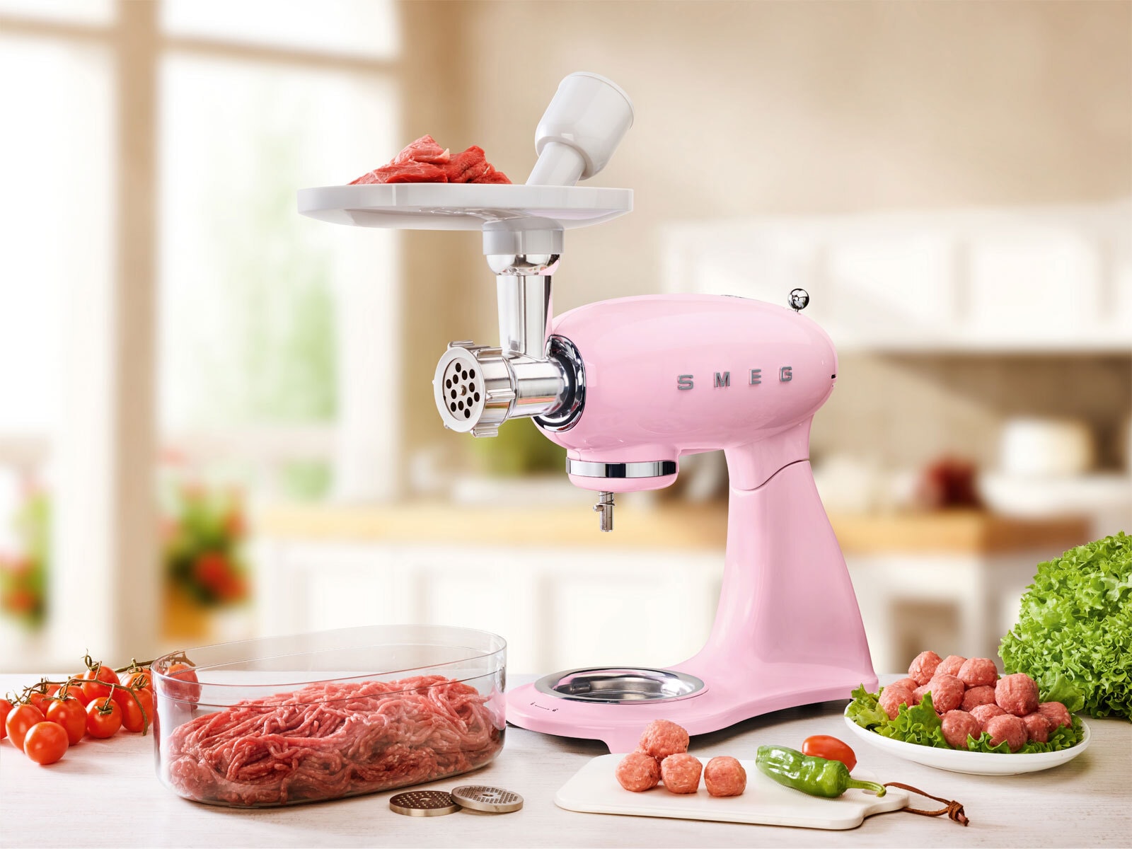 SMEG Küchenmaschine Full-Color Pink/ silberfarbig