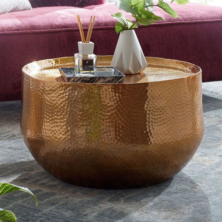 Couchtisch rund 60 cm Goldfarbig