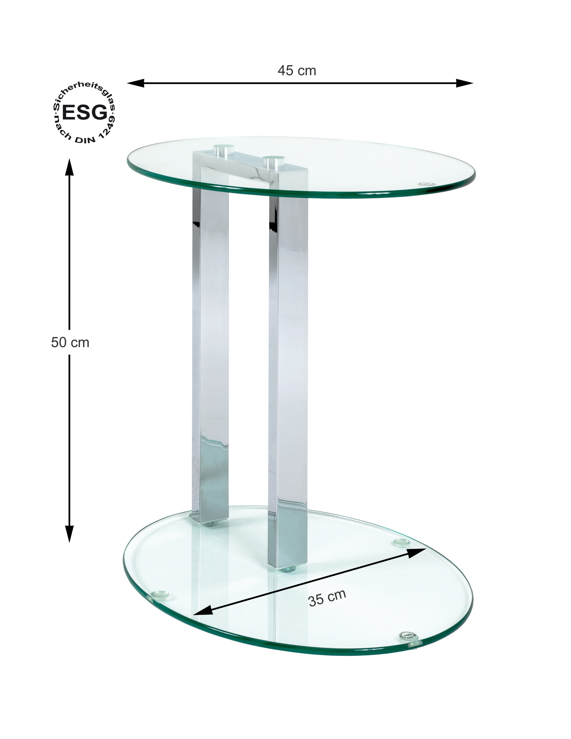 Beistelltisch oval ARTUR 2 45 x 35 cm Glas