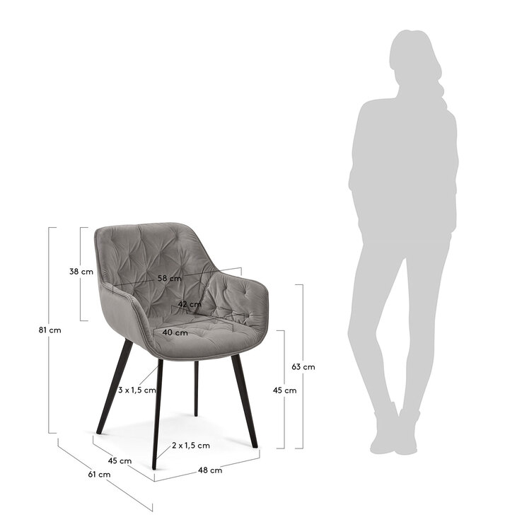 Kave Home Esszimmerstuhl DELTA grau