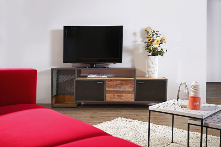 INTERhome Lowboard KANSAS Akazie massiv natur/ anthrazit