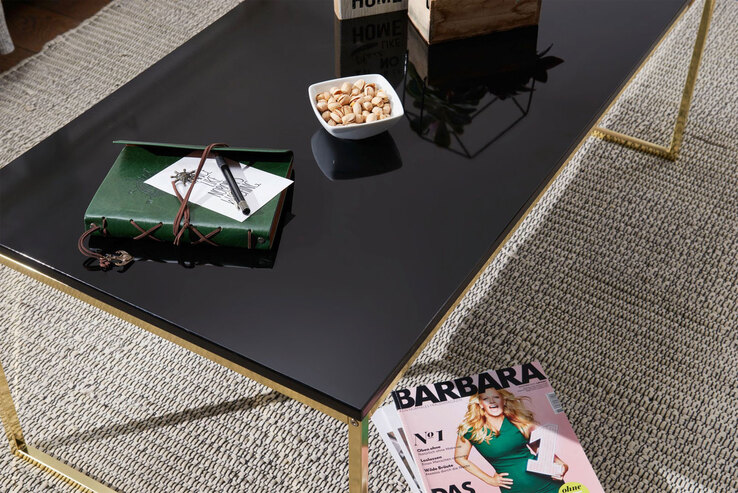 Couchtisch 120 x 60 cm Goldfarbig/ Schwarz