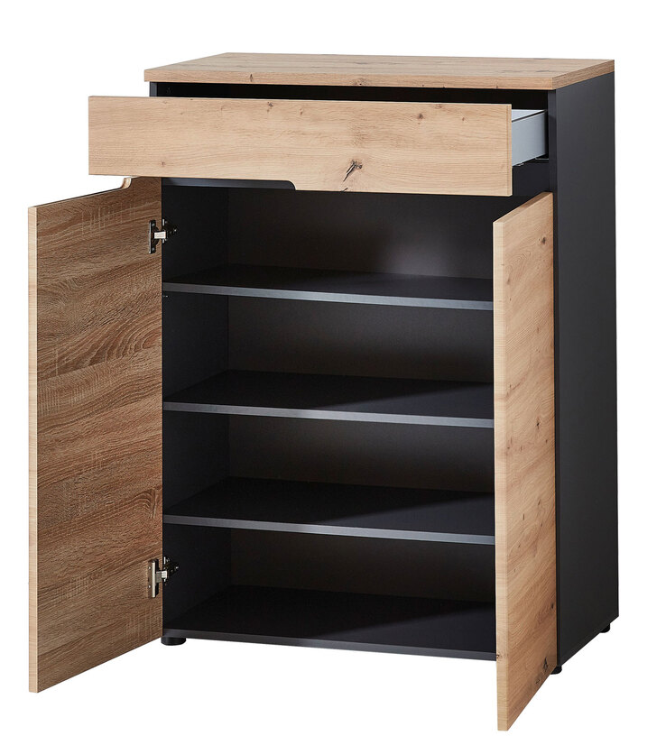 Schuhschrank MEMPHIS 80 x 107 cm Artisan Eiche/ Graphitgrau