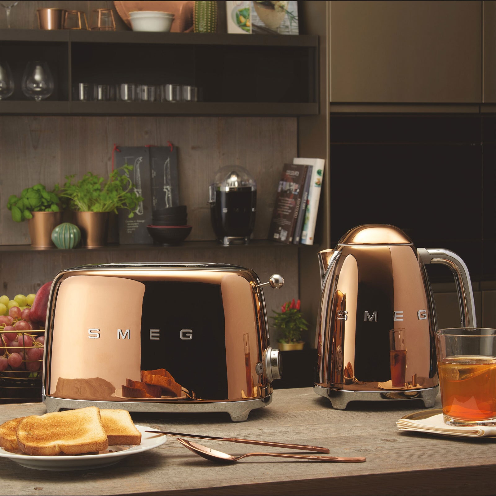 SMEG Toaster 2-Schlitz KOMPAKT Rose Goldfarbig