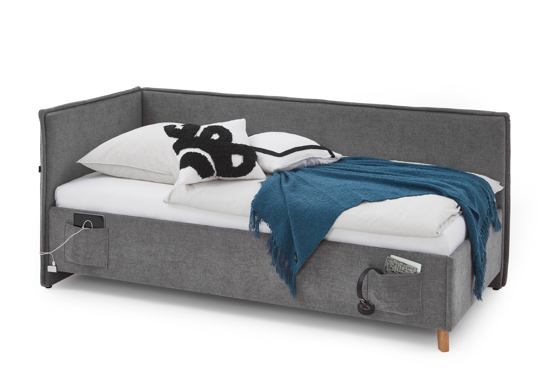 Bett FUN 90 x 200 cm grau