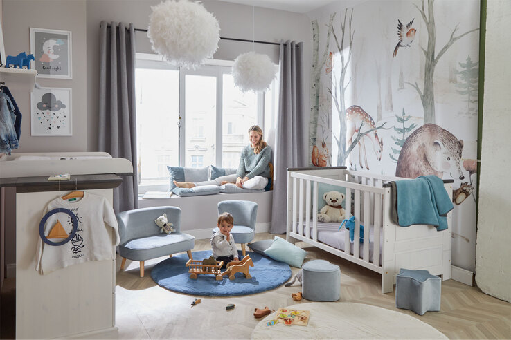 roba Kinderhocker HERZ 30 x 27 x 24 cm Stoffbezug blau