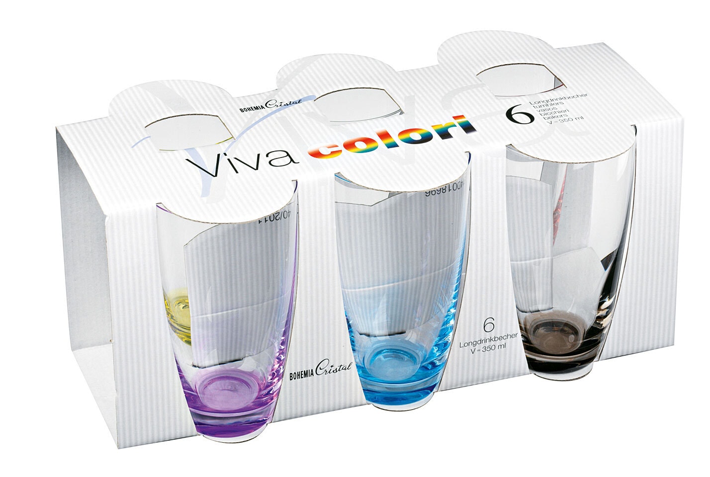 BOHEMIA SELECTION Longdrinkglas VIVA COLORI 6er Set - je 350 ml