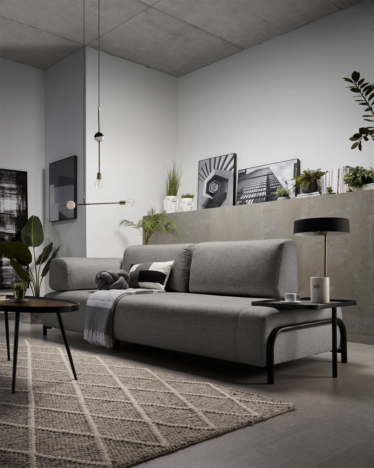 Kave Home Sofa 3-Sitzer COMPO AL dunkelgrau