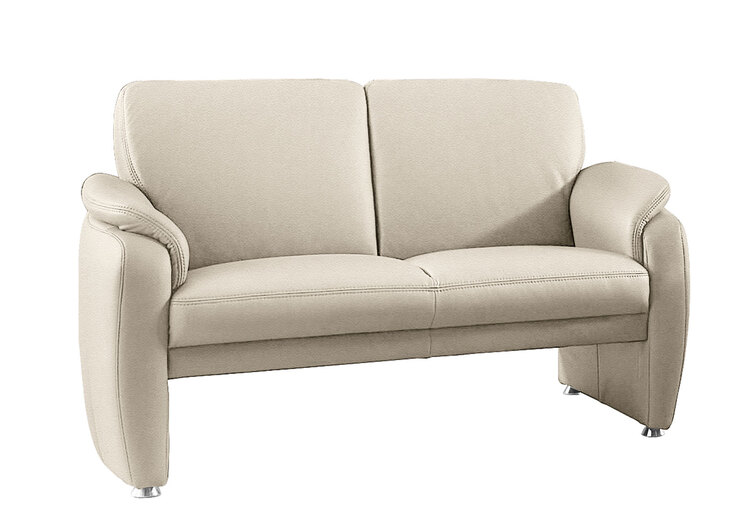 Ledersofa 2-Sitzer BORNHOLM 140 cm Lederbezug stonebeige