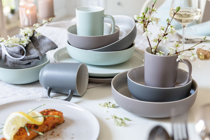Ritzenhoff & Breker Dessertteller JASPER 6er Set grau/ weiß