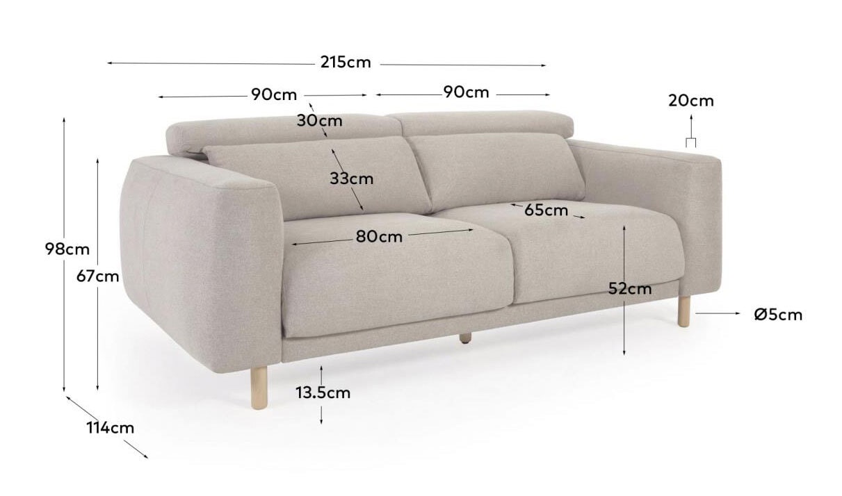 Kave Home Sofa 3-Sitzer SINGA beige