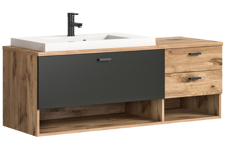 Waschtisch GRADO 138 x 51 cm Eiche/ Grau