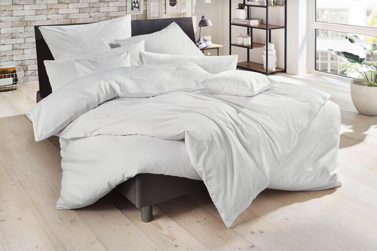 HAHN Satin-Kissenhülle LUXUS 40 x 80 cm weiß