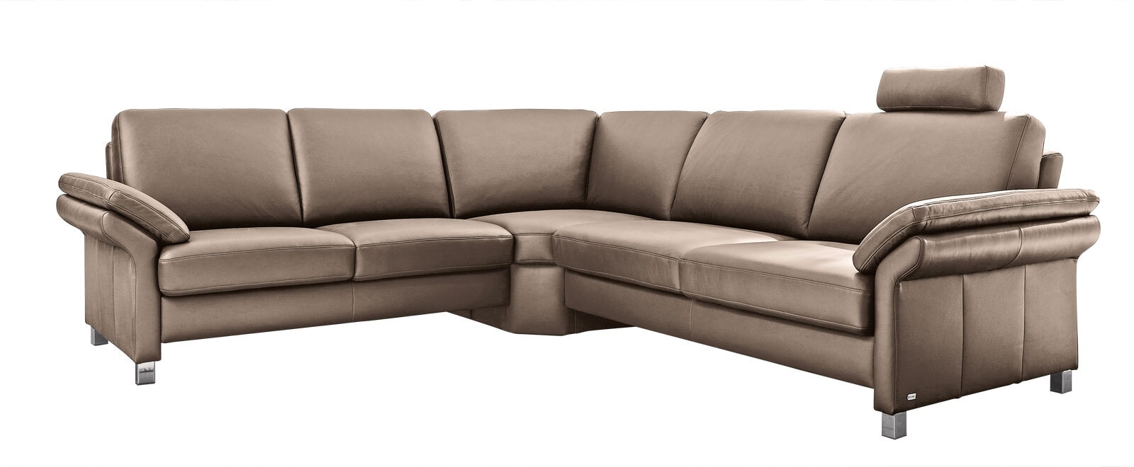 LASCONDO Ecksofa MAXIM rechts 236 x 256 cm Lederbezug bisquitbraun