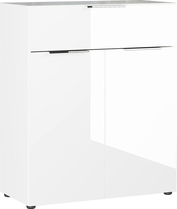 CASAVANTI Kommode OAKLAND 83 x 102 cm Glas Weiß/Weiß
