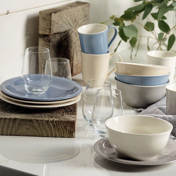 Villeroy & Boch Frühstücksservice COLOR LOOP STONE 12-teilig grau/ weiß