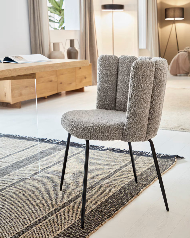 Kave Home Polsterstuhl ANIELA 2er Set Hellgrau/schwarz