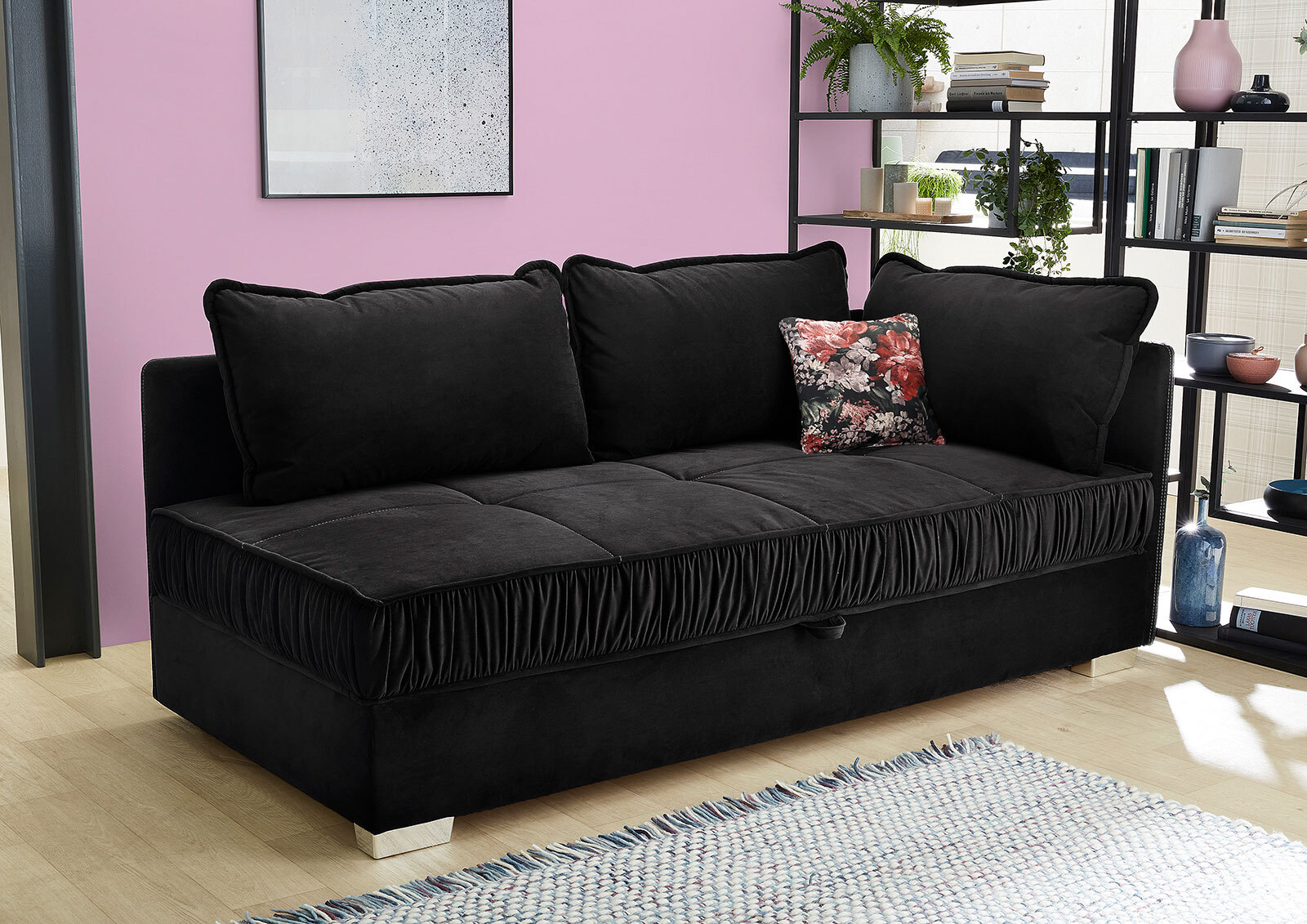 Schlafsofa LINA 207 cm schwarz