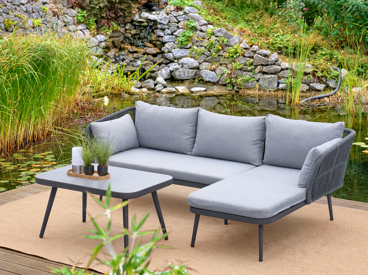 Garden FLAIR Living Gartenlounge LIBRA 3-teilig anthrazit /hellgrau