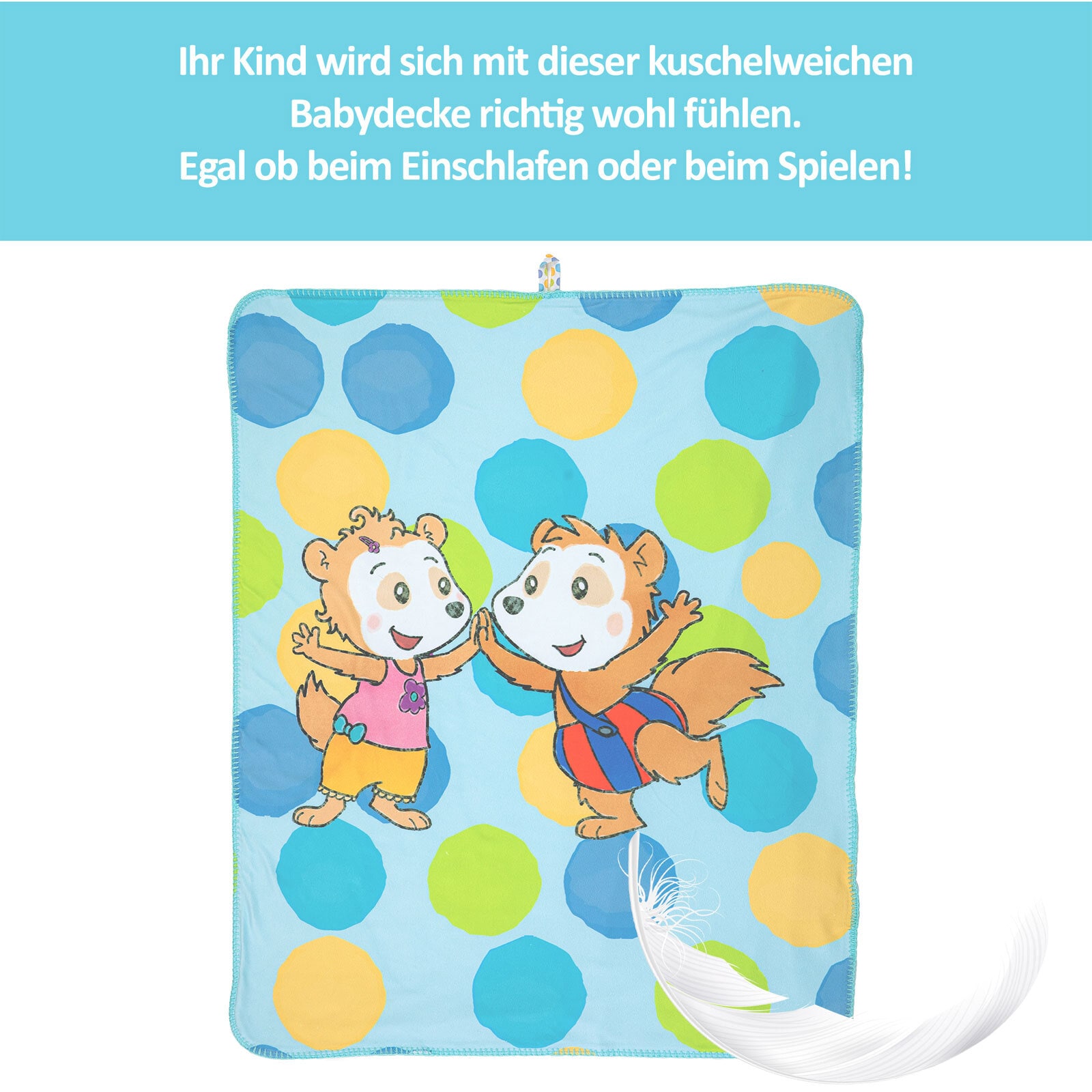 Smithy Kinderdecke BOBO SIEBENSCHLÄFER 75 x 90 cm blau