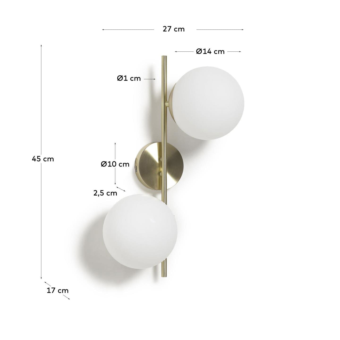 Kave Home Retrofit Wandleuchte MAHALA 2-flg messingfarbig