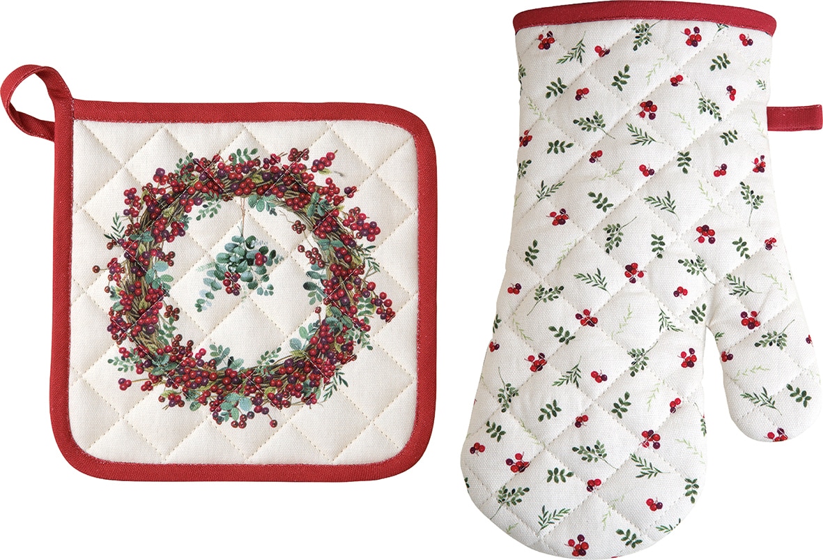 ihr Ofenhandschuh-Set BERRY WREATH 2-teilig Baumwolle