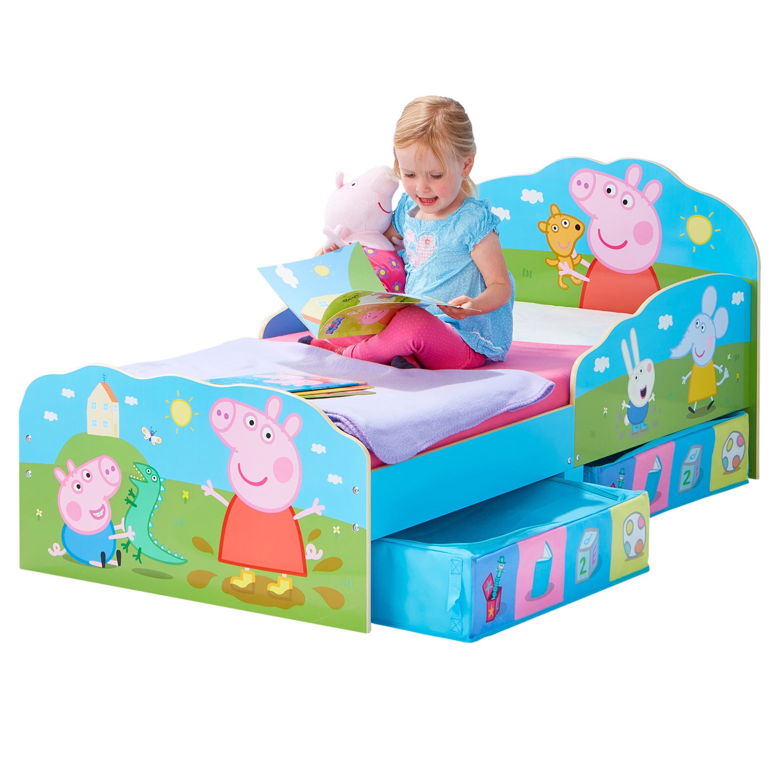 moose Klein-Kinderbett PEPPA PIG 70 x 140 cm blau/ mehrfarbig