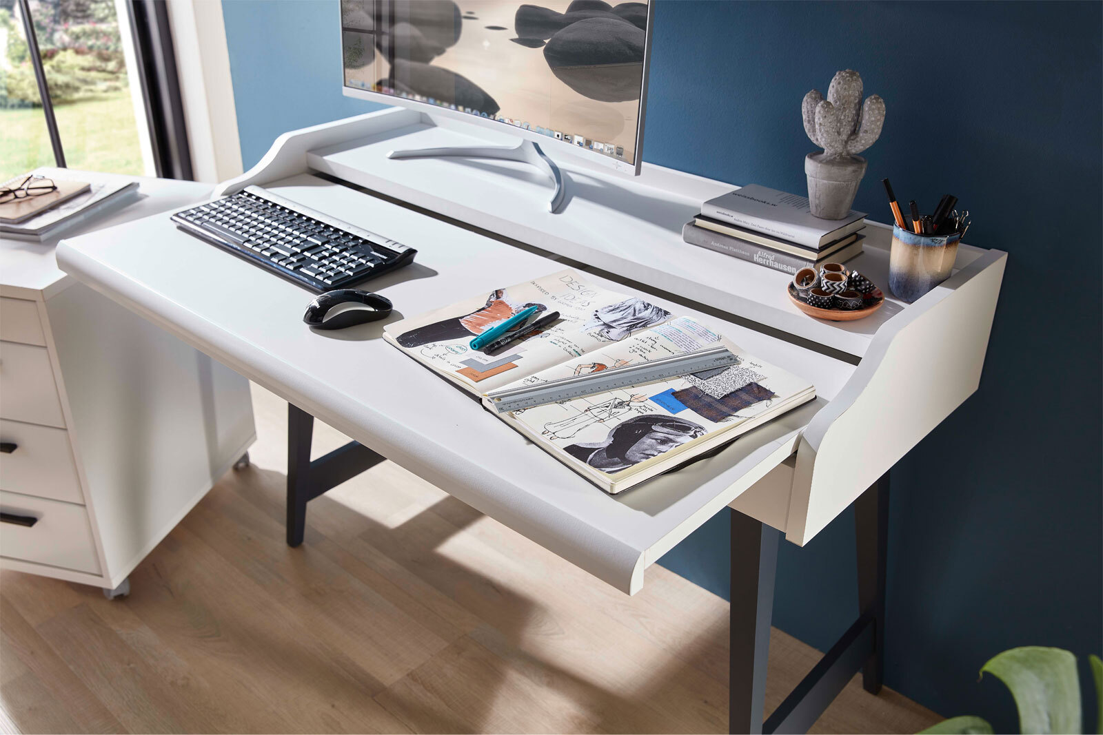 Schreibtisch INNO4HOME 120 x 50 grau/ weiß
