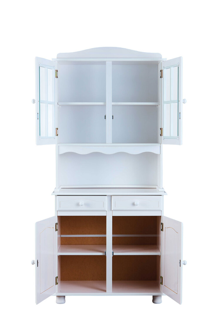 Buffet ADRIAN 88x198x43 cm Massivholz Kiefer weiß