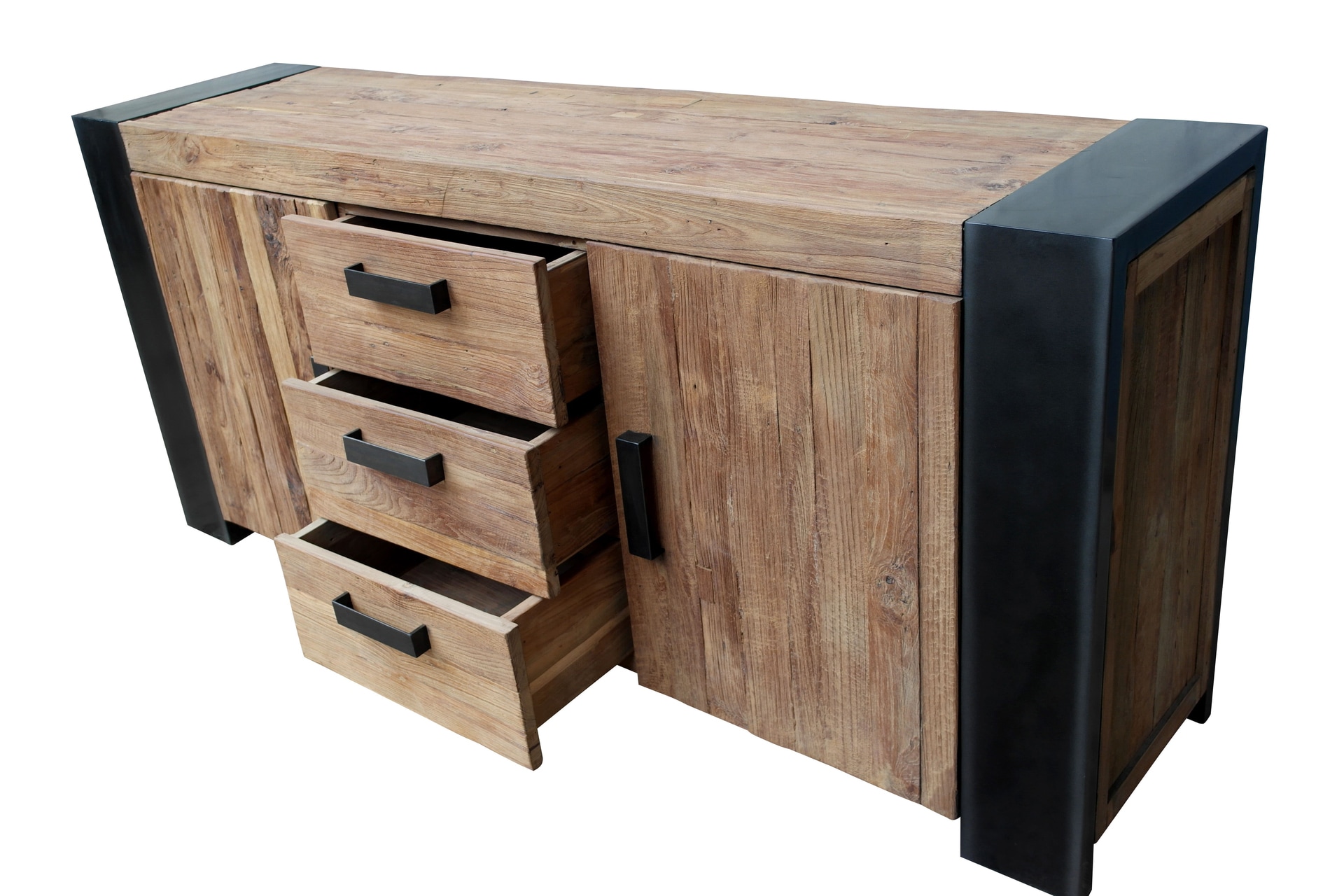 Sideboard 192 x 85 cm Teak mit Metall