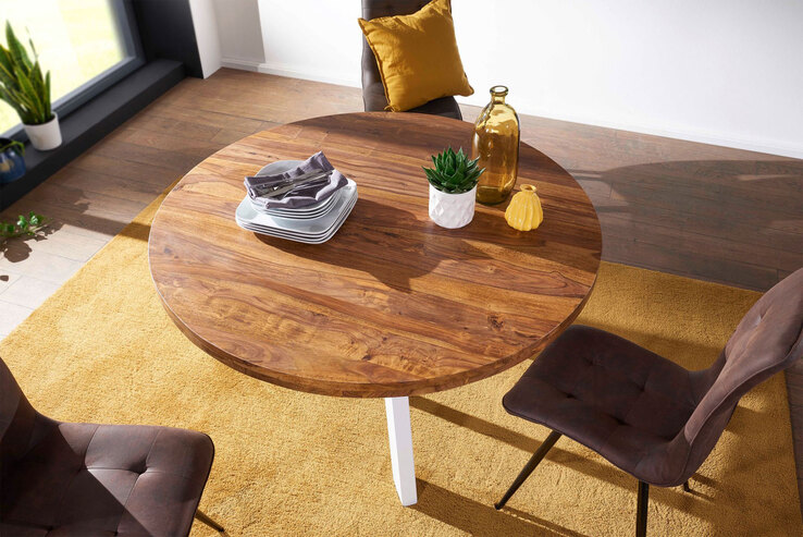 Esstisch 130 cm braun/ weiß