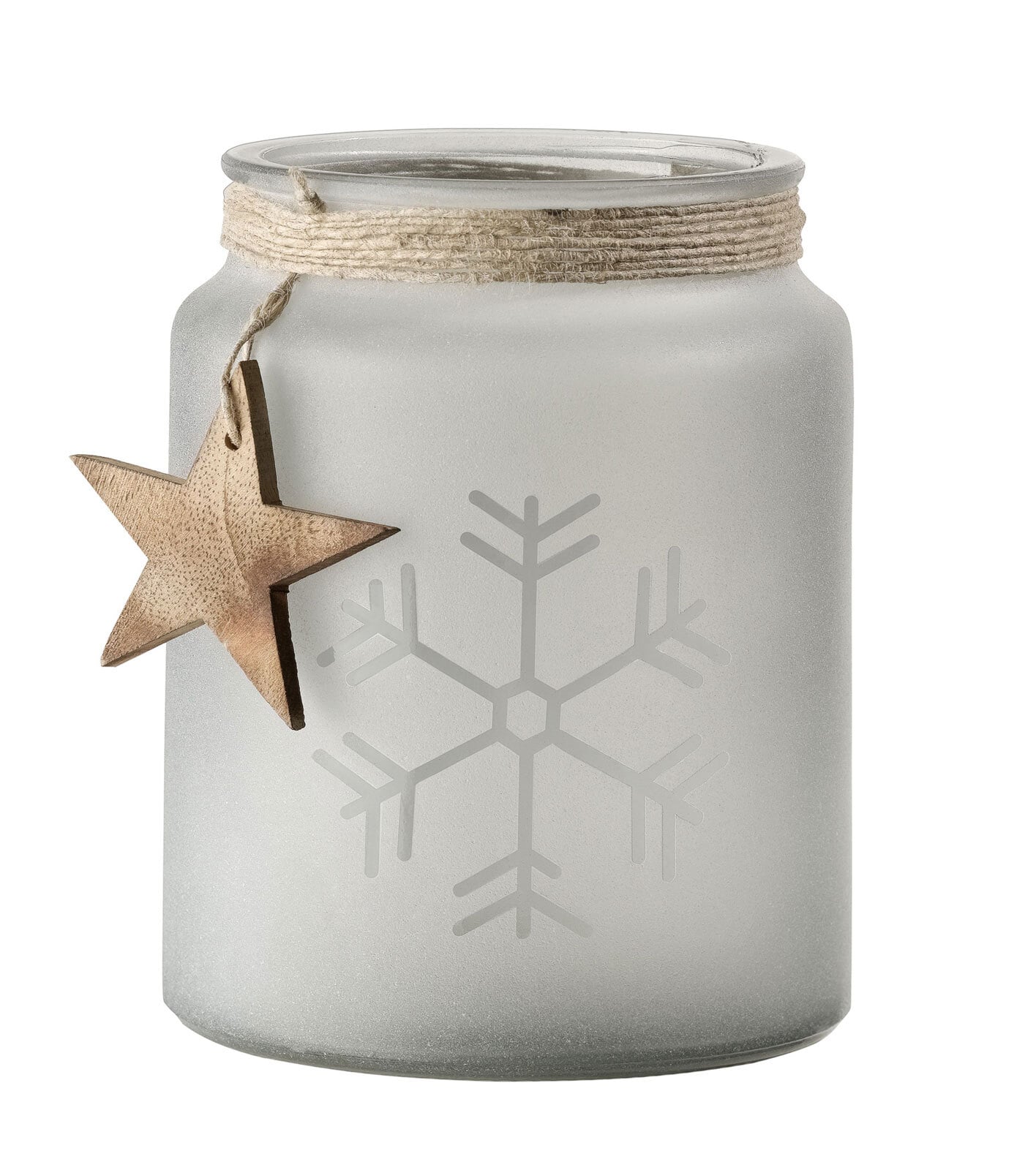 casaNOVA Windlicht SNOWFLAKE 12 cm grau