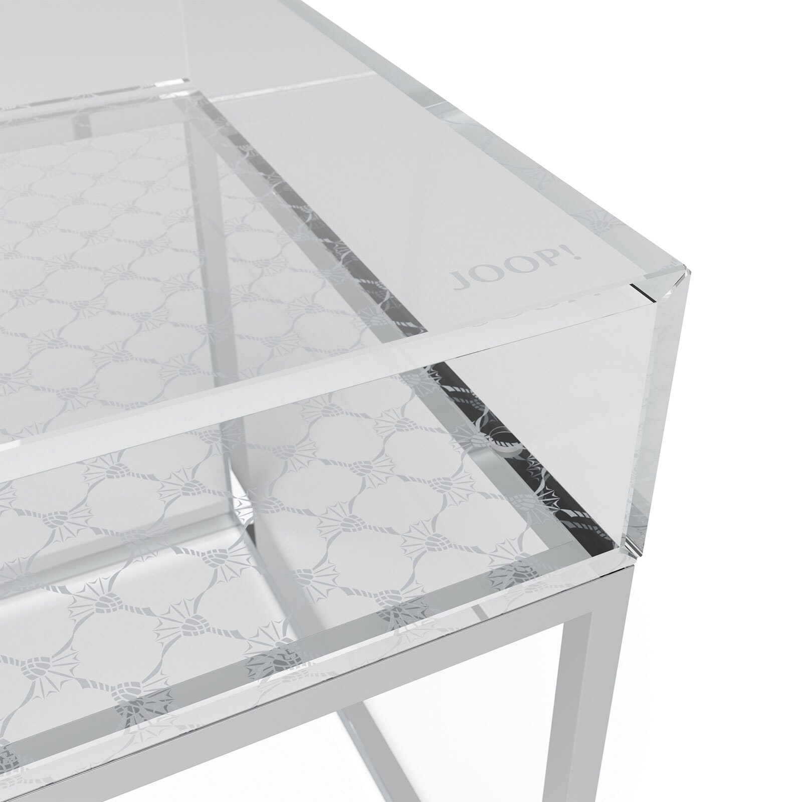 JOOP! Couchtisch CUBE II 45 x 45 cm silberfarbig / Glas Optiwhite