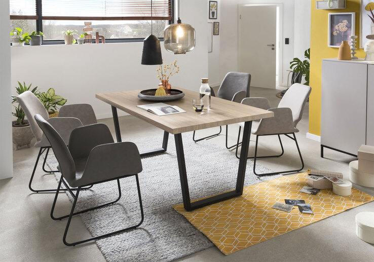 CASAVANTI Esstisch 160 x 90 cm Sonoma Eiche/schwarz
