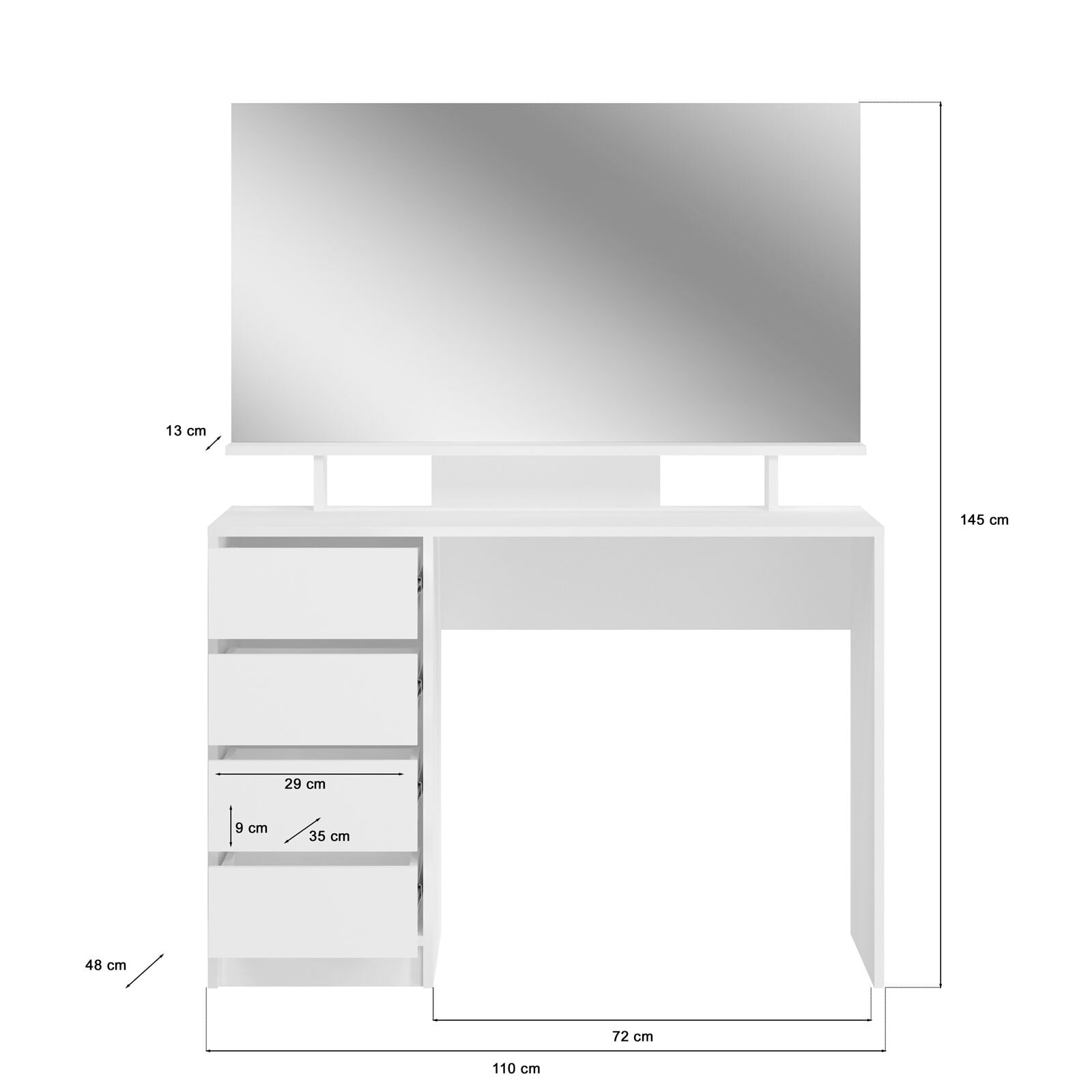 Schminktisch EMMA 110 x 75 cm weiß