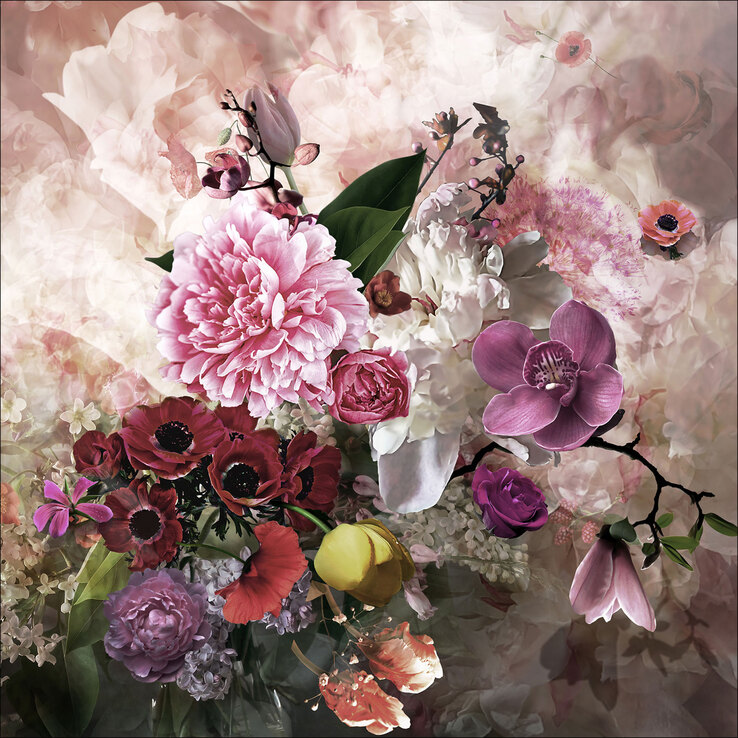 PRO ART Canvas-Art Bild COLOURFUL BAROQUE FLOWERMIX 27 x 27 cm mehrfarbig