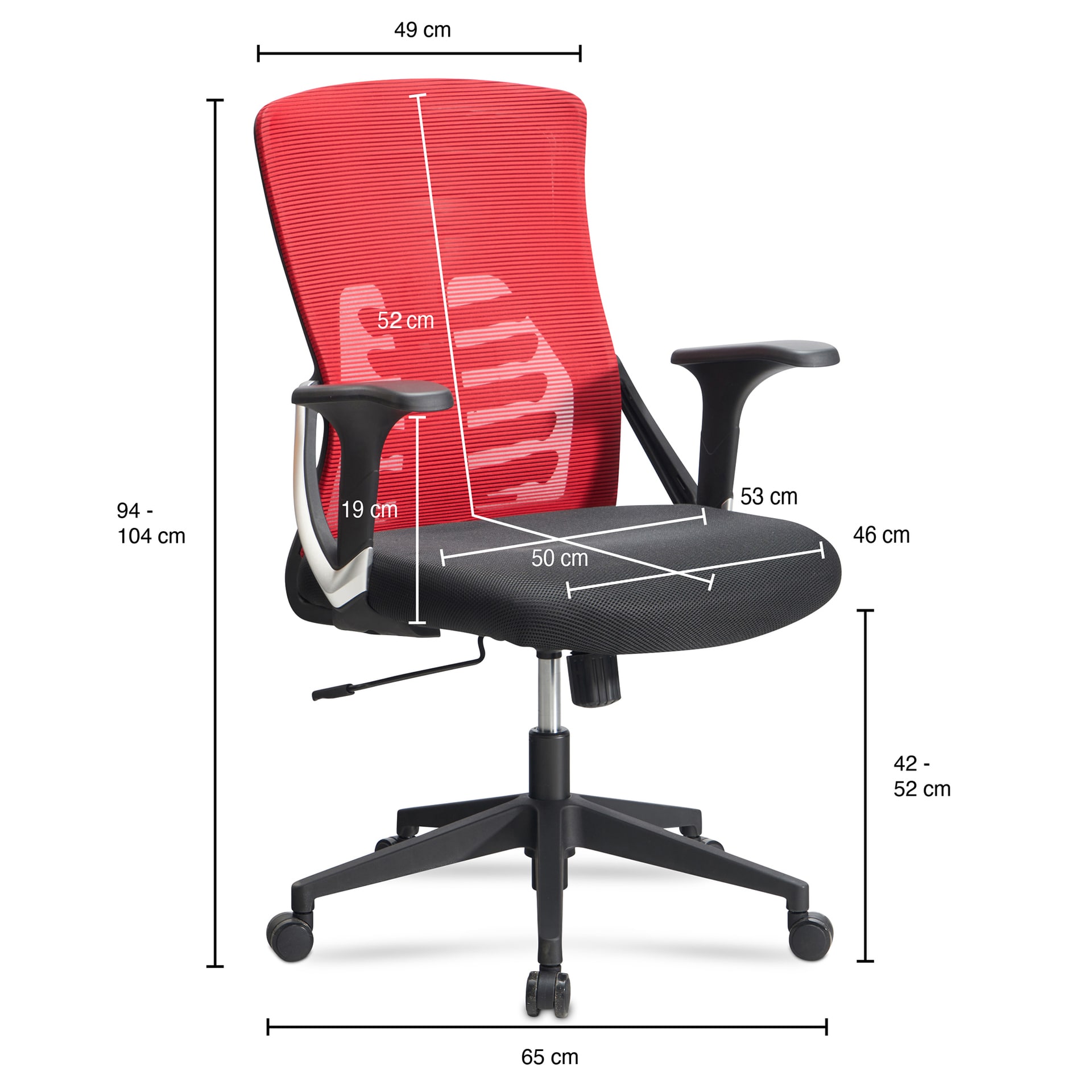 CASAVANTI Bürostuhl 65x104x65 cm Stoff rot