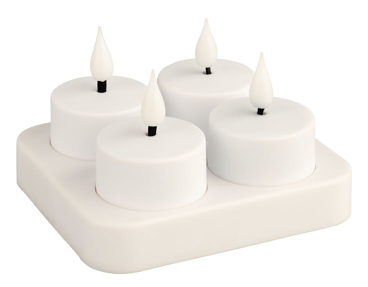 LED Teelicht Set 3D FLAME 5-teilig weiß
