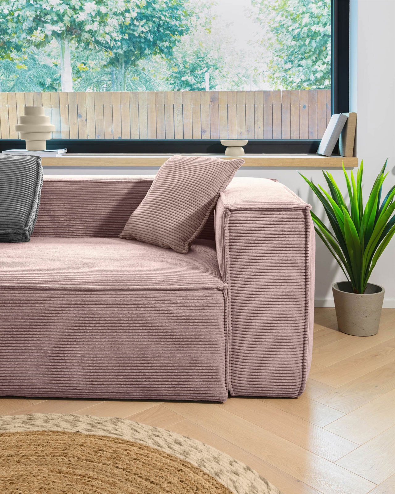 Kave Home Sofa 2-Sitzer BLOK Cord rosa